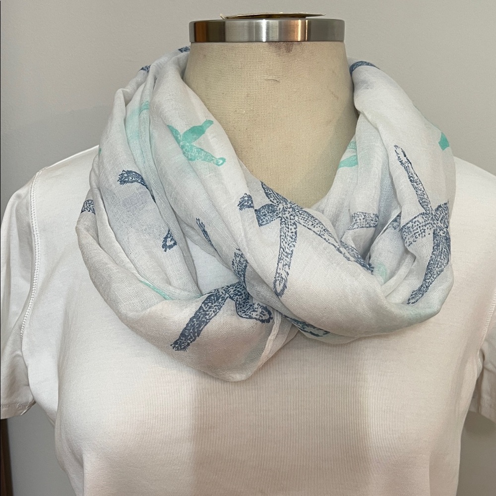 Starfish Print Beach Infinity Scarf